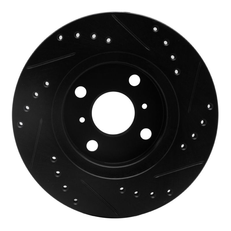Chevrolet Prizm Brake Rotor (1) - Front Left - R1 Concepts - Drilled & Slotted - Black - `93-`02